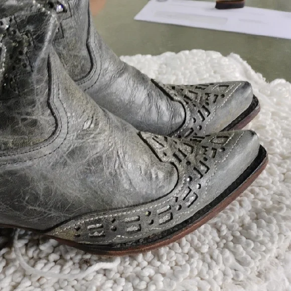 CORRAL Gray Silver Embellished Western Cowboy Boots